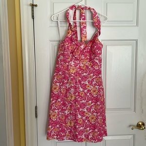 Pink and yellow Chum Bucket older Lilly Pulitzer pattern halter sun dress. NWT.